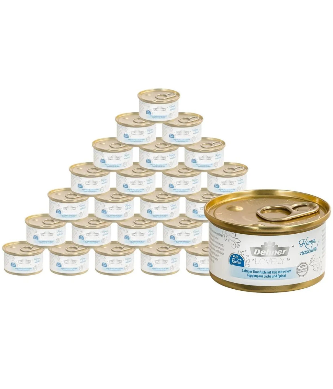 Dehner Premium Lovely Nassfutter für Katzen in Gelee Komm naschen!, 24 x 85 g