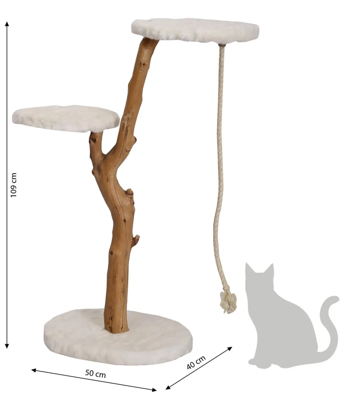 Dehner Premium Lovely Natur-Kratzbaum Erklimmen & Erholen, ca. B40/H99-109/T50 cm
