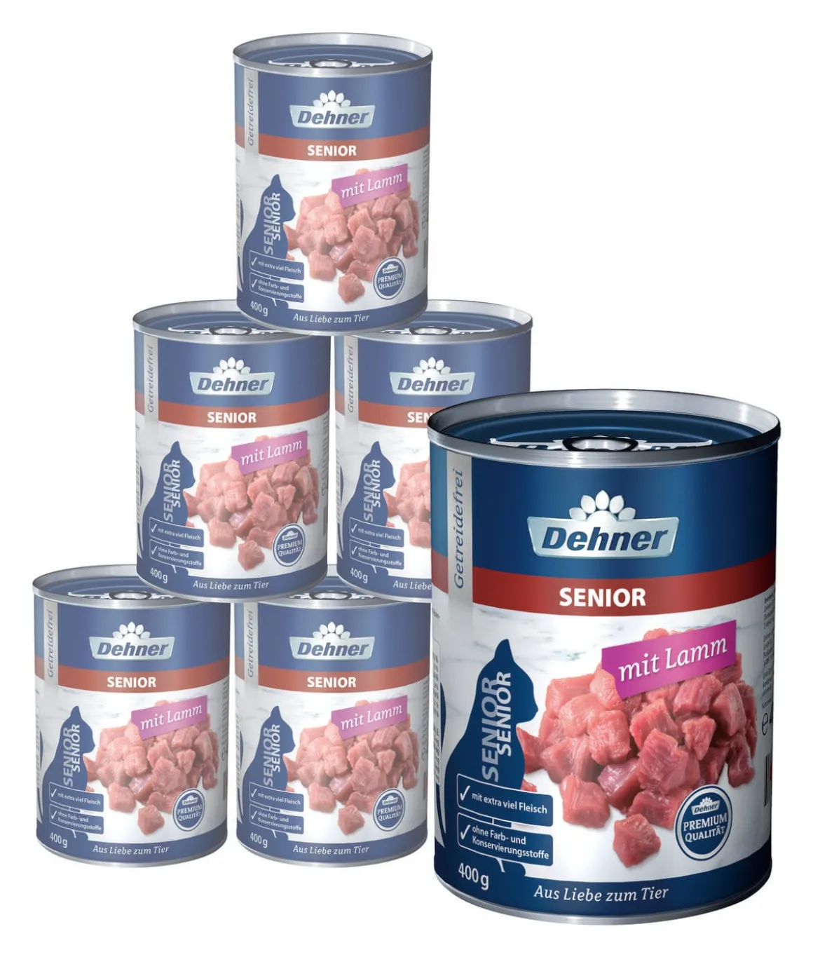 Dehner Premium Nassfutter für Katzen Senior, 6 x 200 g/400 g
