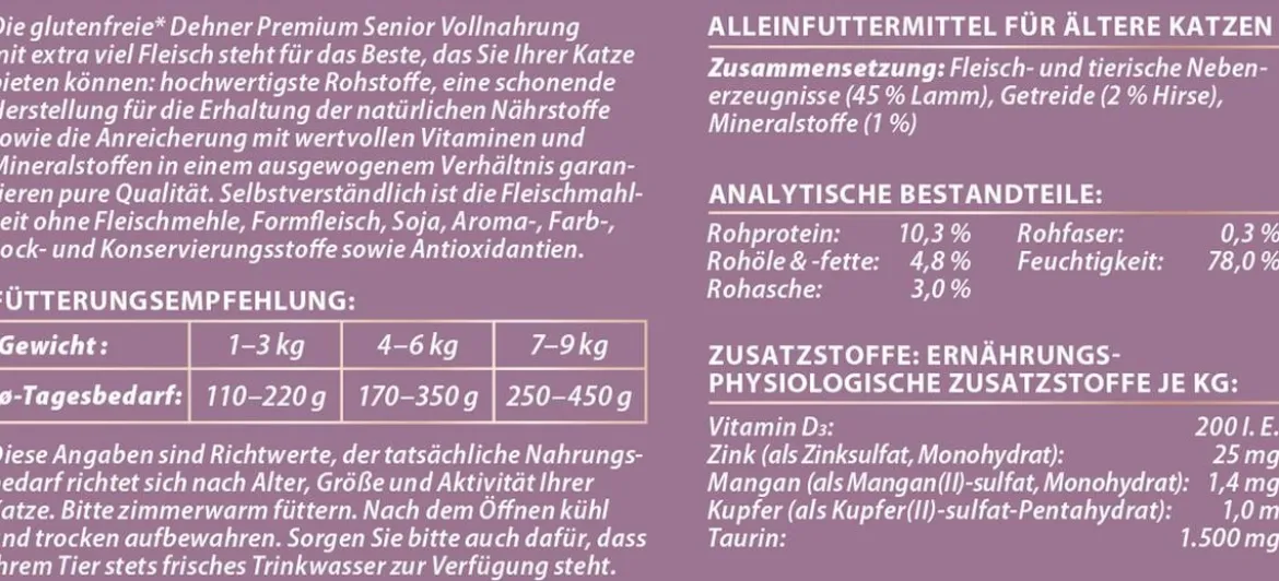 Dehner Premium Nassfutter für Katzen Senior, 6 x 200 g/400 g