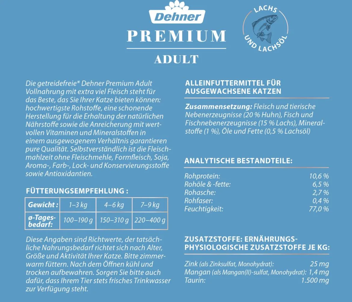 Dehner Premium Nassfutter für Katzen Adult