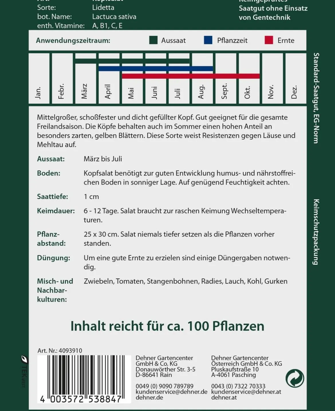 Dehner Premium Samen Kopfsalat 'Lidetta'
