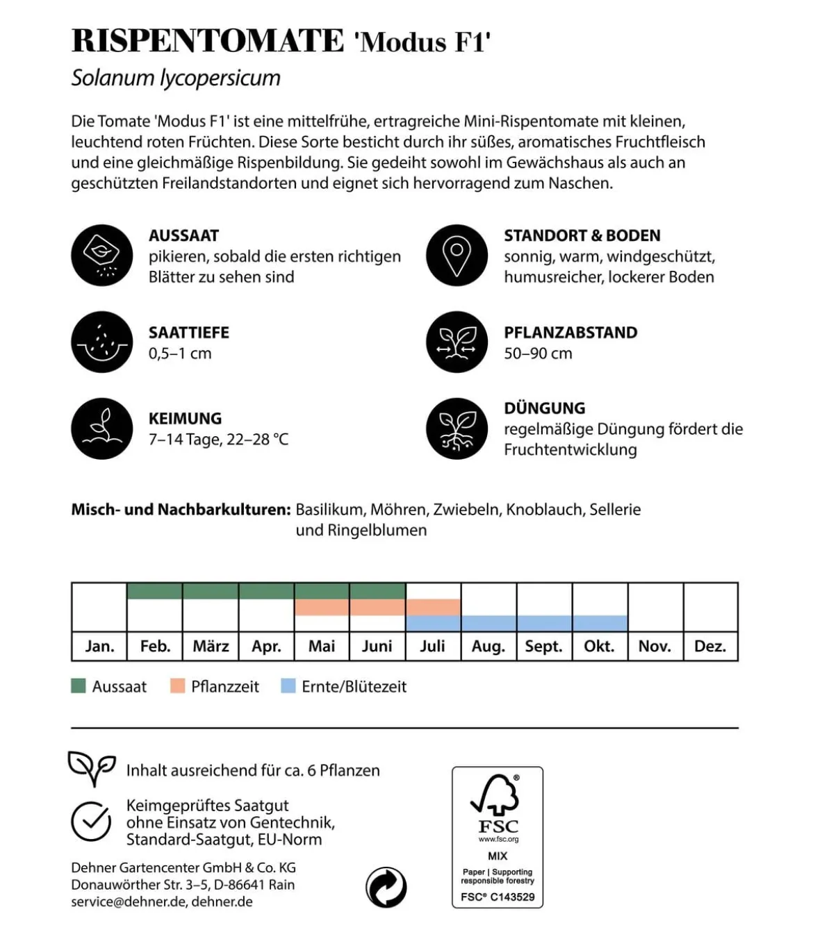 Dehner Premium Samen Rispentomate 'Modus F1'