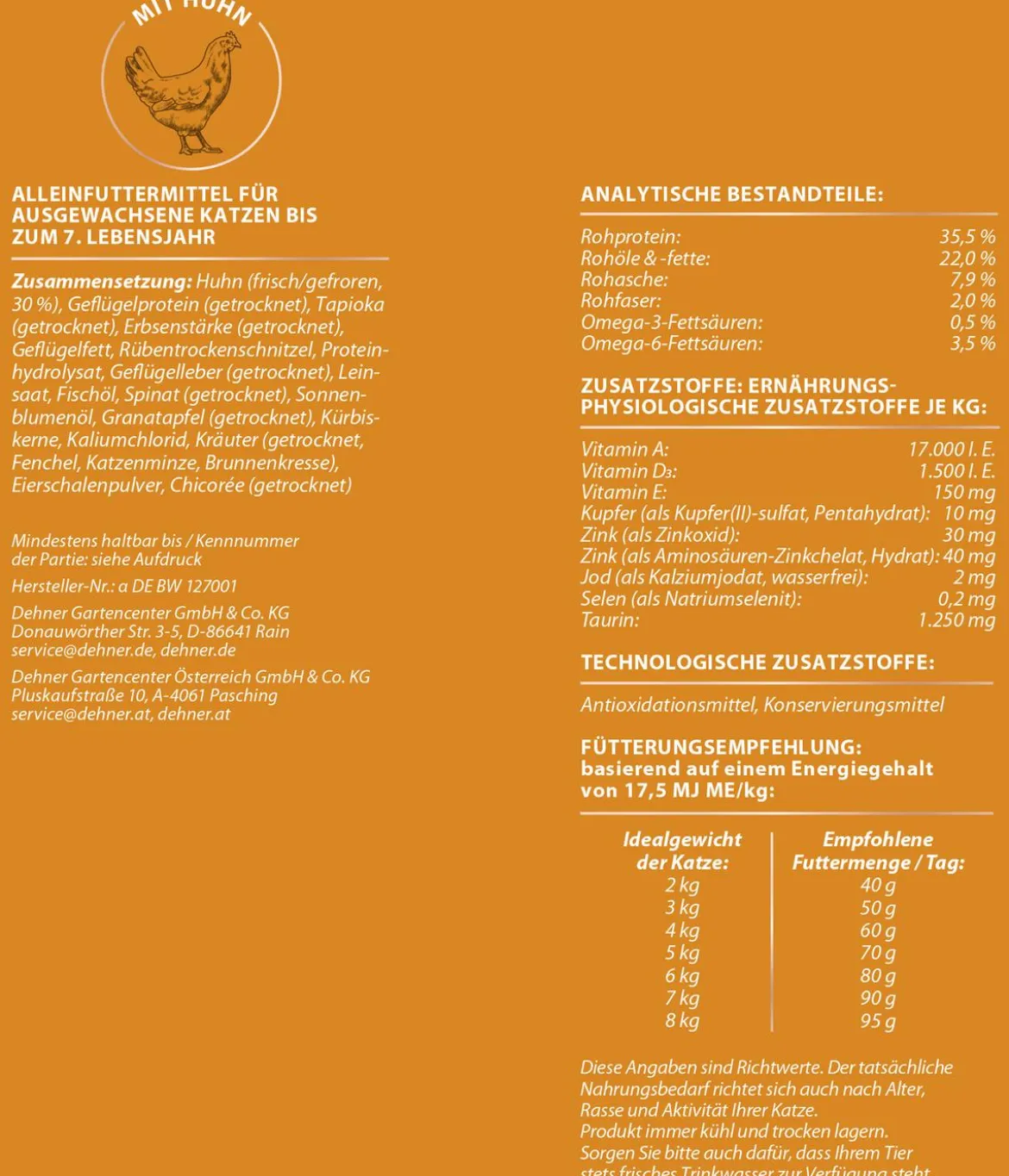 Dehner Premium Trockenfutter für Katzen Active/Outdoor Adult, Huhn