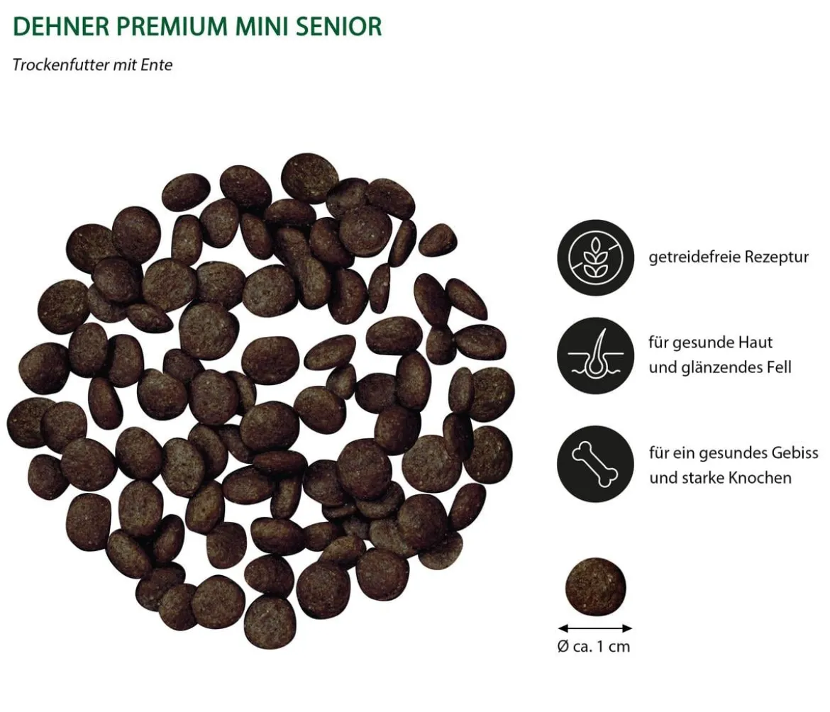 Dehner Premium Trockenfutter für Hunde Mini Senior, Ente mit Kartoffel