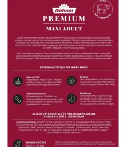 Dehner Premium Trockenfutter für Hunde Maxi Adult, Rind & Kartoffel