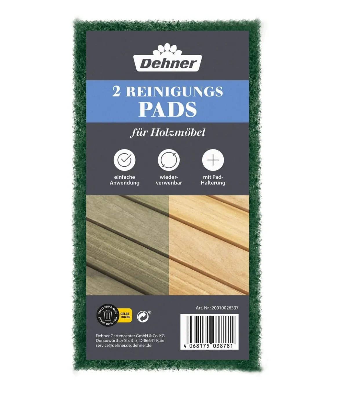 Dehner Reinigungspads für Holzmöbel, 2 Stk.