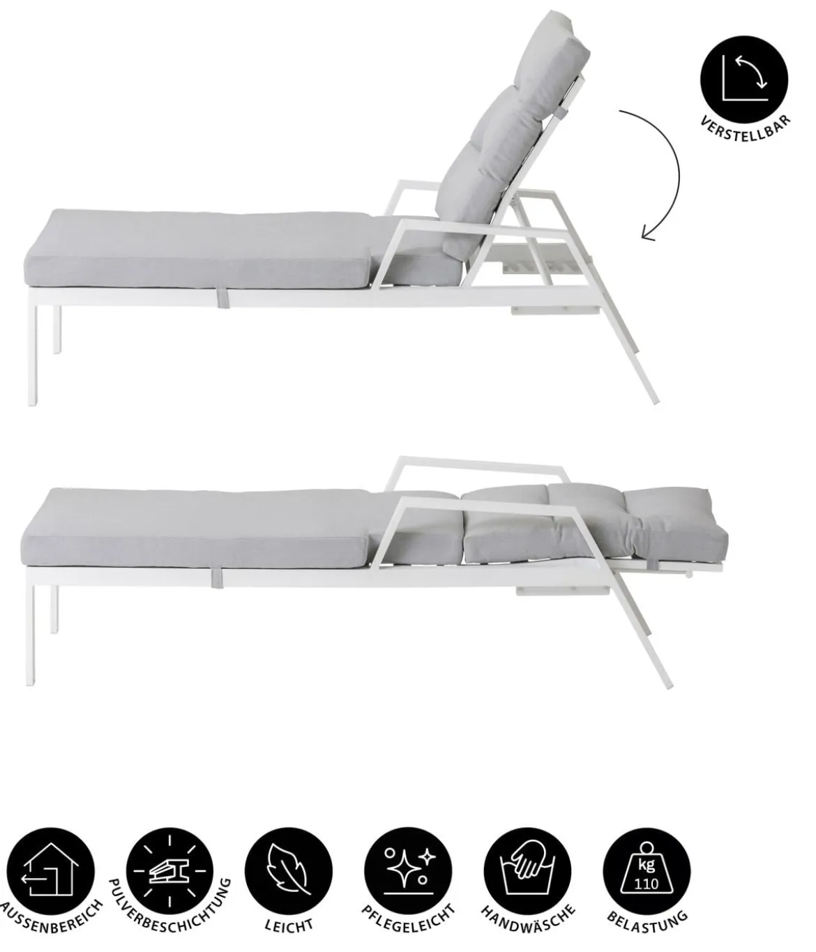 Dehner Relaxliege Formentera, ca. B66/H97/T188,5 cm