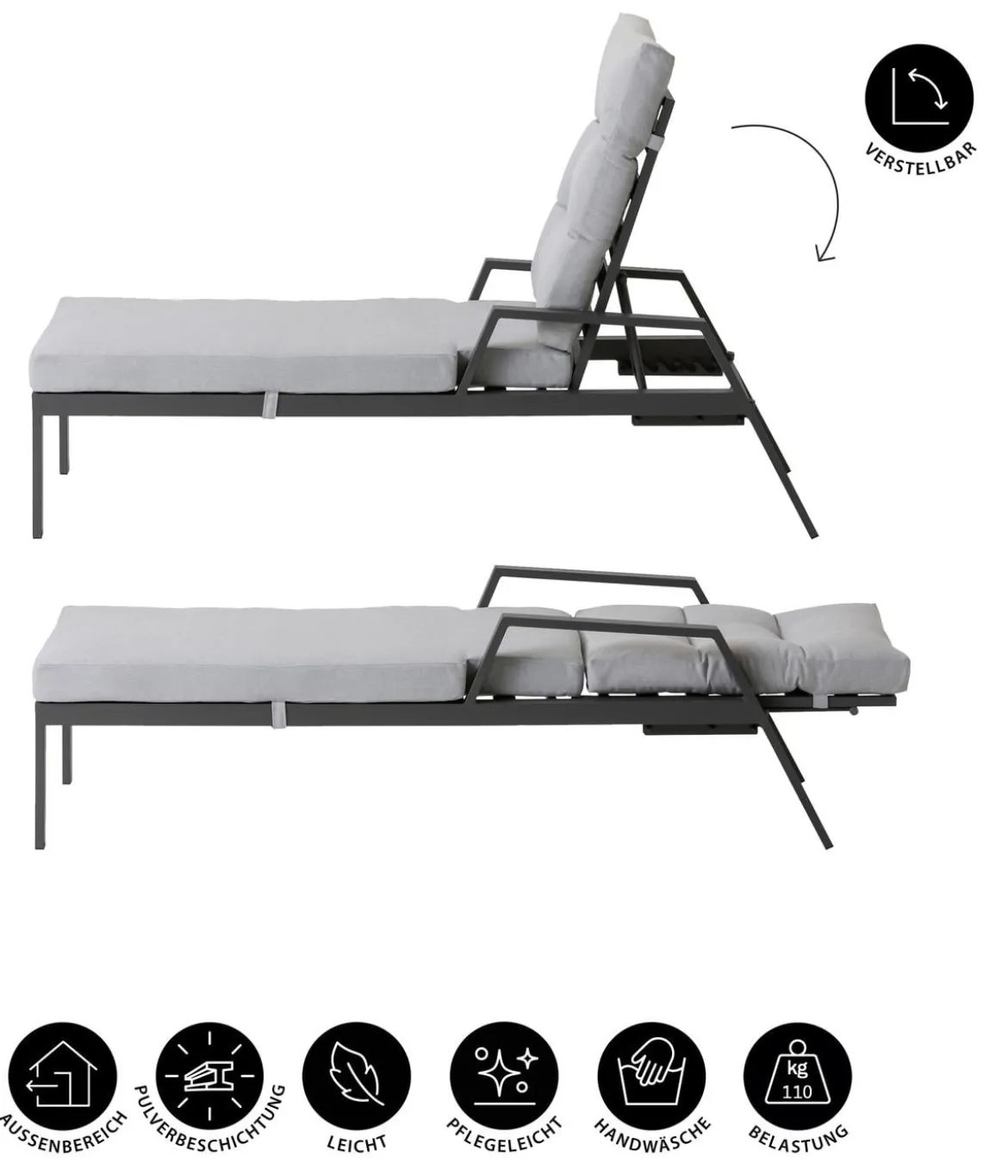 Dehner Relaxliege Formentera, ca. B66/H97/T188,5 cm