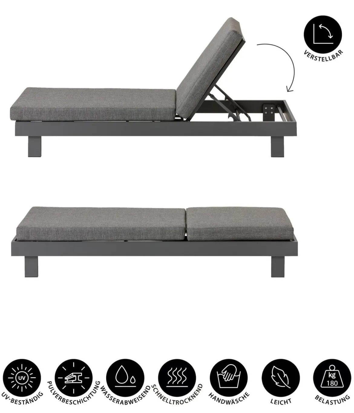Dehner Relaxliege Riva, ca. B73/H90/T195 cm