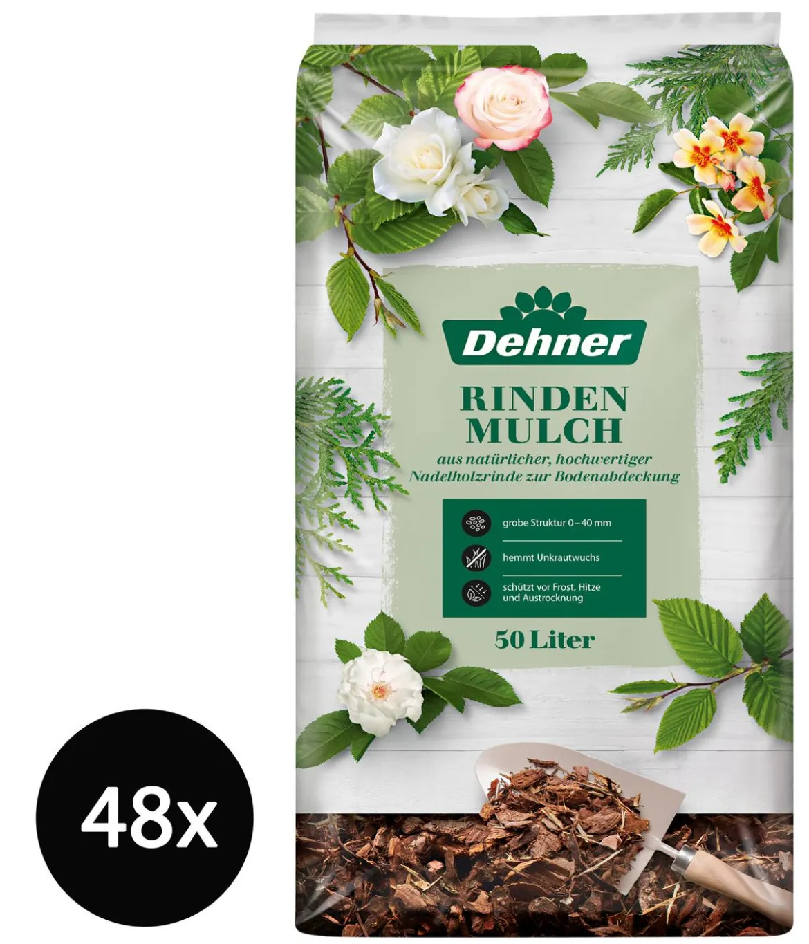 Dehner Rindenmulch grob, 48 x 50 Liter