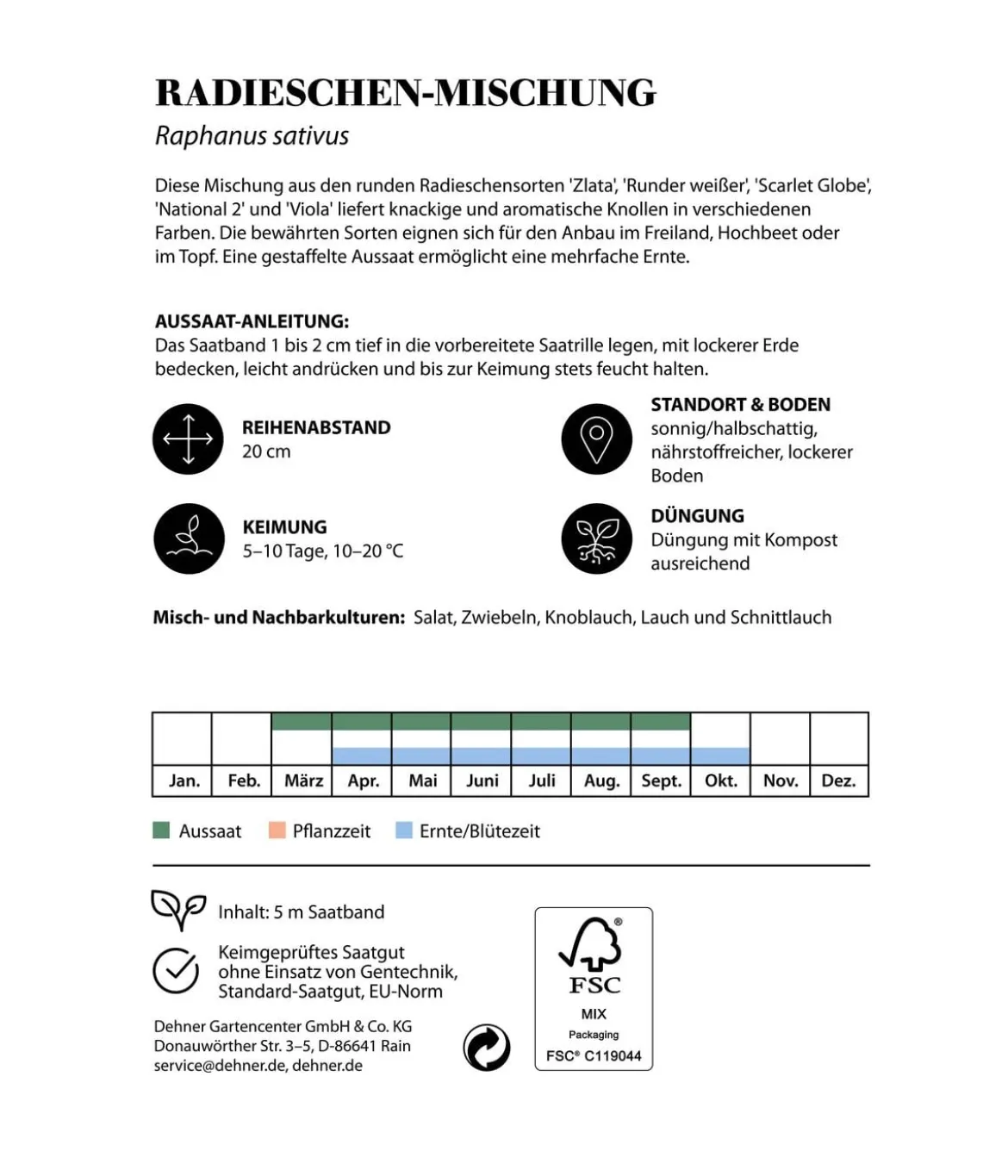 Dehner Saatband Radieschen-Mischung, L5 m