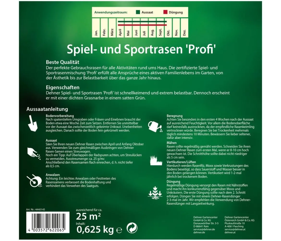 Dehner Saatgut Spiel- und Sportrasen 'Profi'