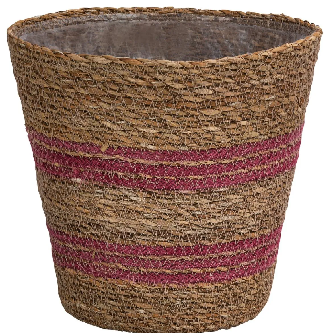 Dehner Seegras-Korb Stripes, konisch, pink/hellbraun
