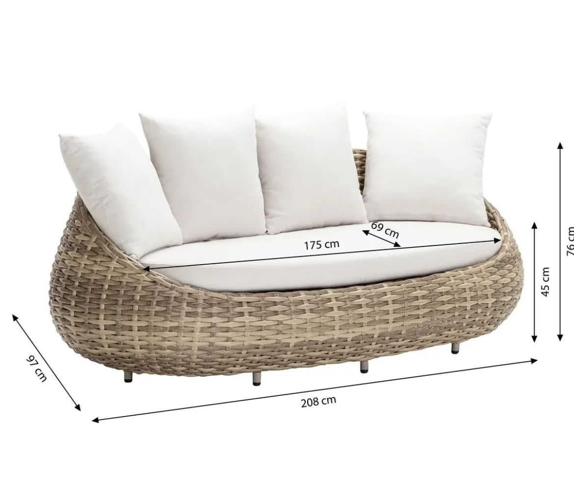 Dehner Sofa Tulum, ca. B208/H76/T97 cm