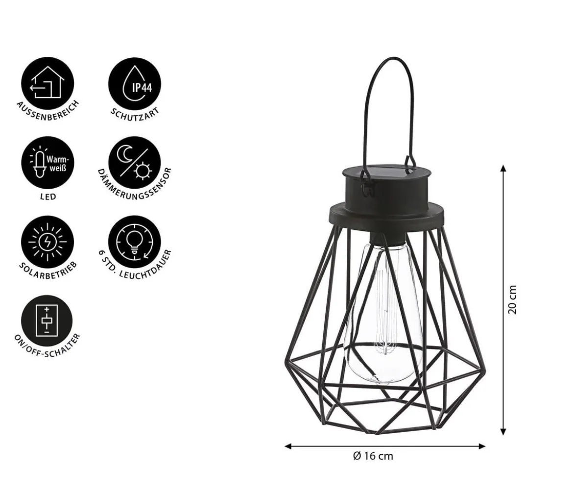Dehner Solar-Drahtglühbirne Blackora, ca. Ø16/H20 cm
