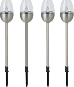 Dehner Solar-Edelstahlleuchte Jaro, 4er-Set