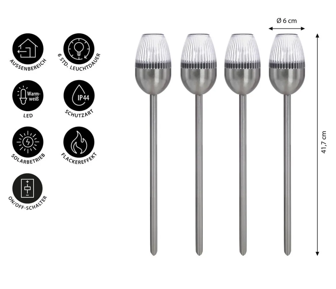 Dehner Solar-Edelstahlleuchte Jaro, 4er-Set