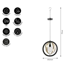 Dehner Solar-Hängelampe Enna, ca. Ø23/H73 cm