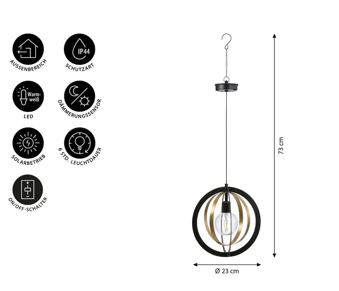 Dehner Solar-Hängelampe Enna, ca. Ø23/H73 cm