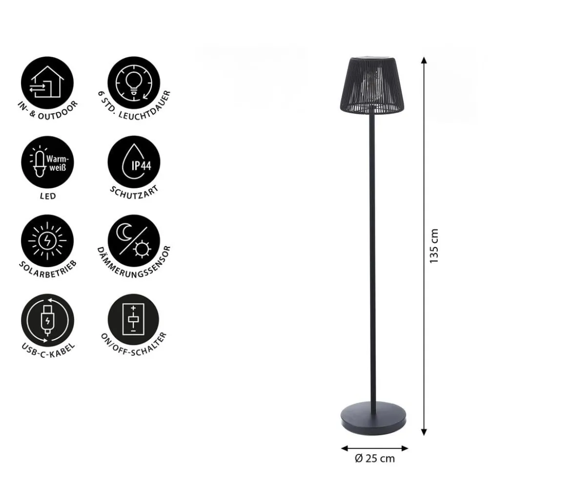 Dehner Solar-Stehleuchte Sintro, ca. Ø25/H135 cm