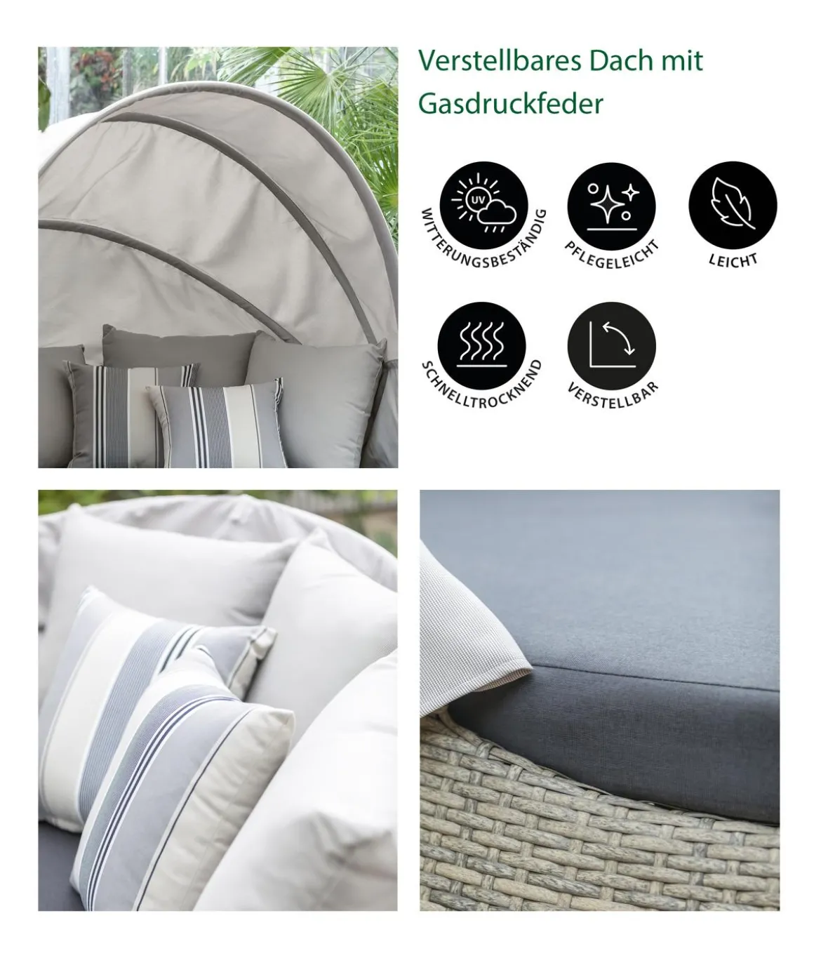 Dehner Sunlounger Florida, ca. B160/H160/T220 cm
