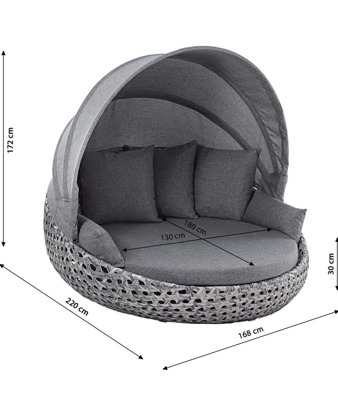 Dehner Sunlounger Miami, ca. B168/H172/T220 cm