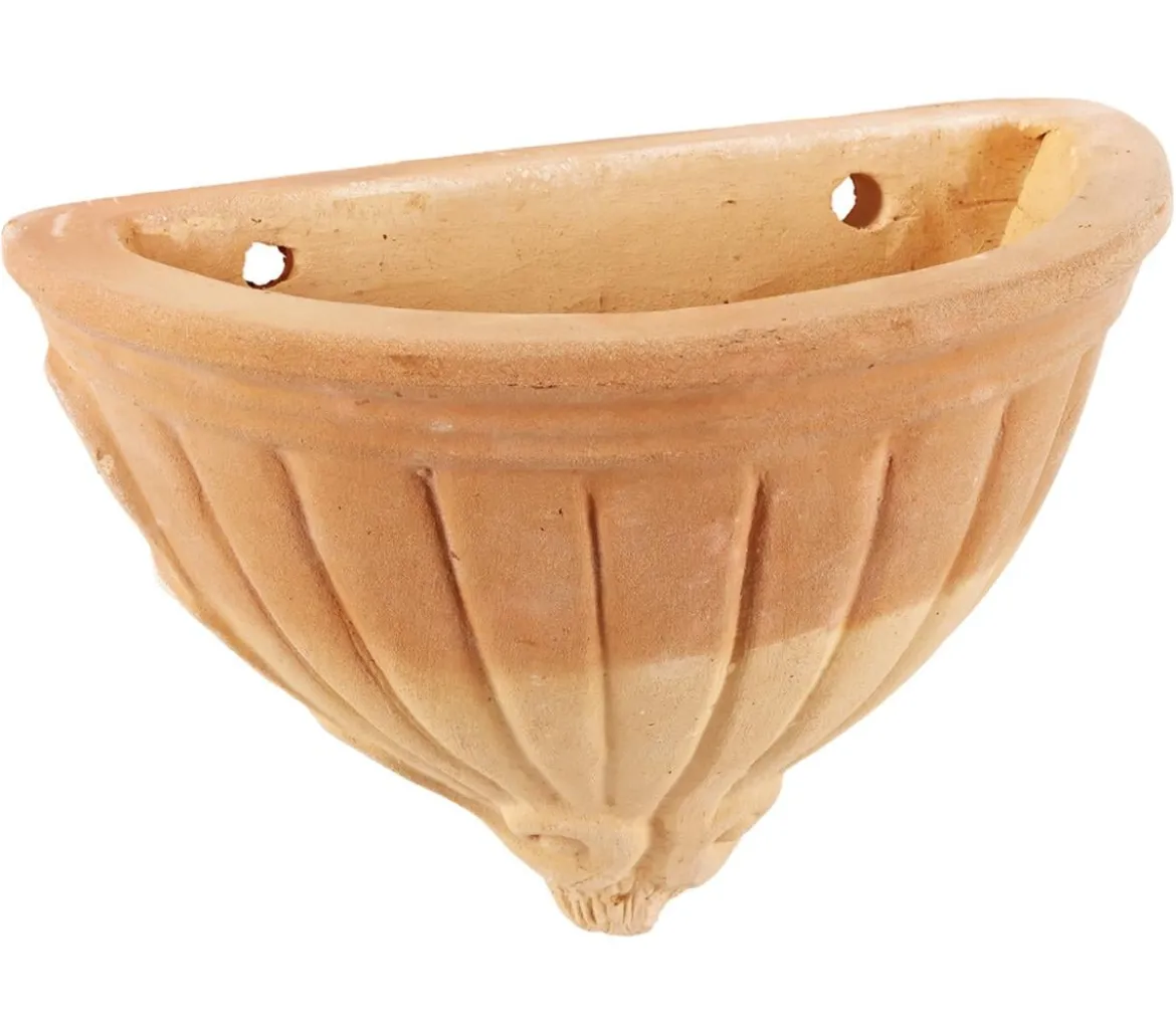 Dehner Terrakotta-Blumentopf Wandhänger Fermo, antik-terrakotta, ca. B30/H20/T18 cm