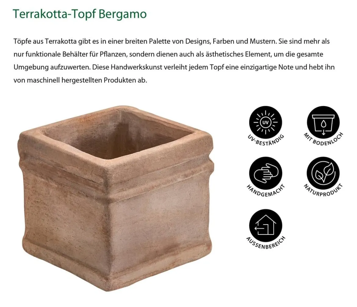 Dehner Terrakotta-Topf Bergamo, quadratisch