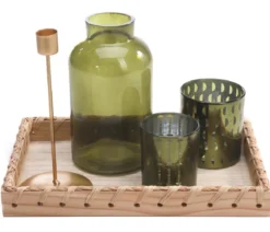Dehner Tischdeko-Set, grün/gold, 5-teilig