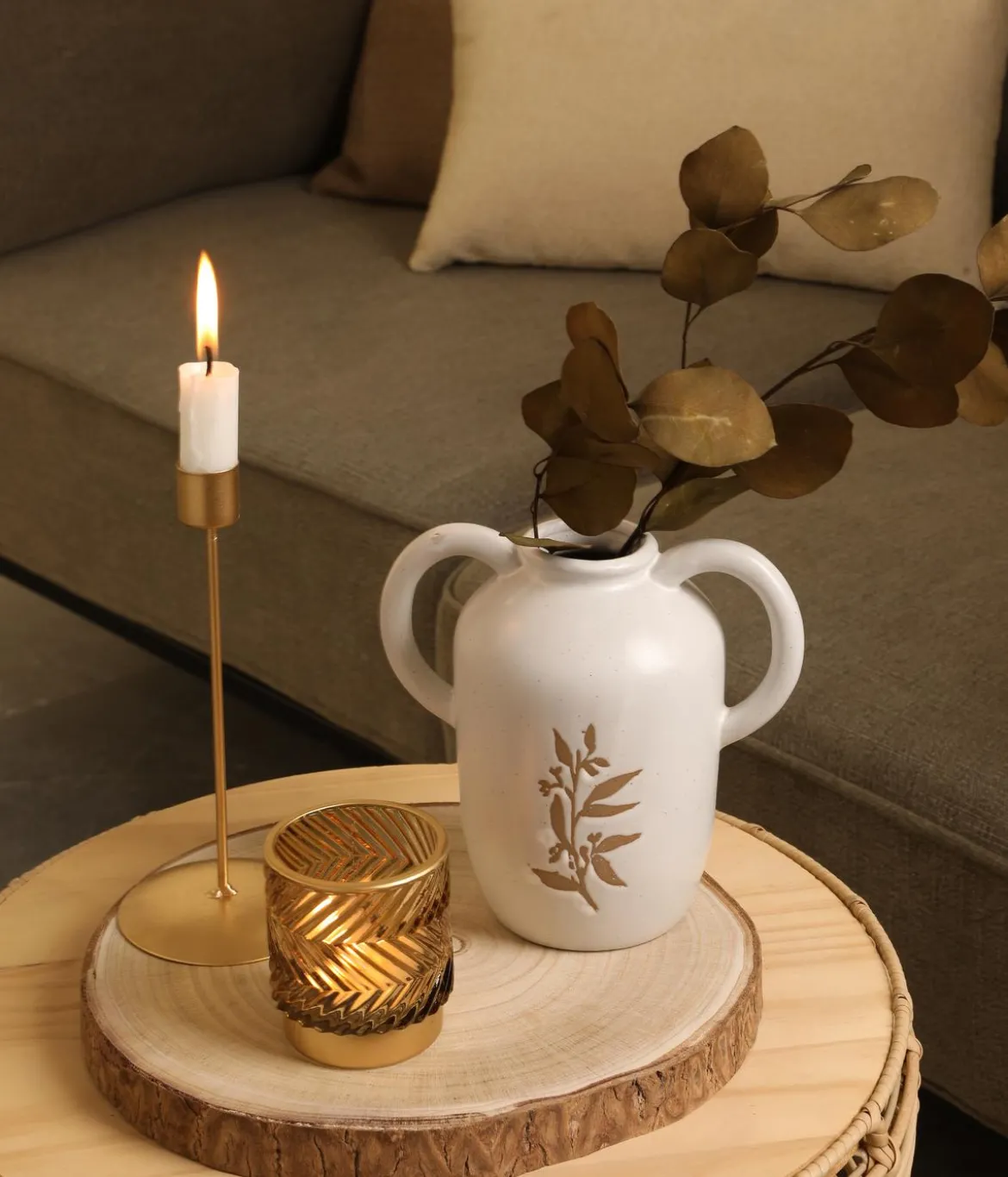 Dehner Tischdeko-Set, weiß/gold, 4-teilig
