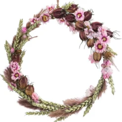 Dehner Trockenblumenkranz DIY Set Rosa Blütentraum, ca. Ø20 cm, 6-teilig