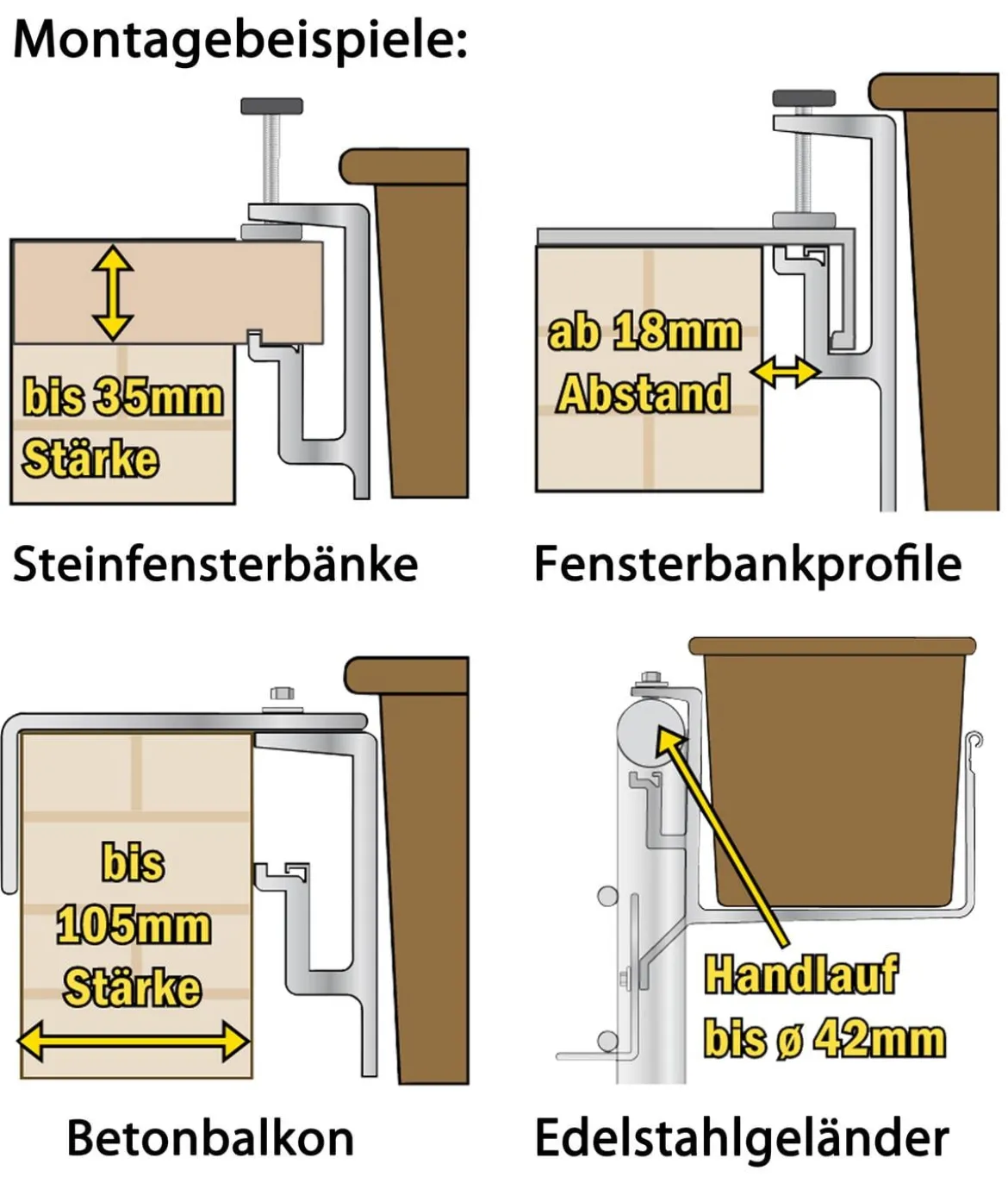 Dehner Universal-Blumenkastenhalter, Aluminium