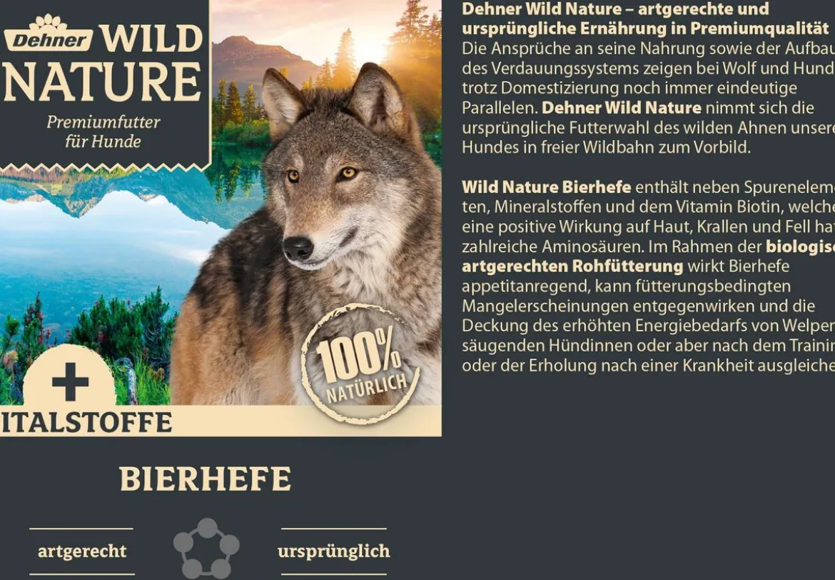 Dehner Wild Nature BARF-Ergänzungsfutter für Hunde Bierhefe