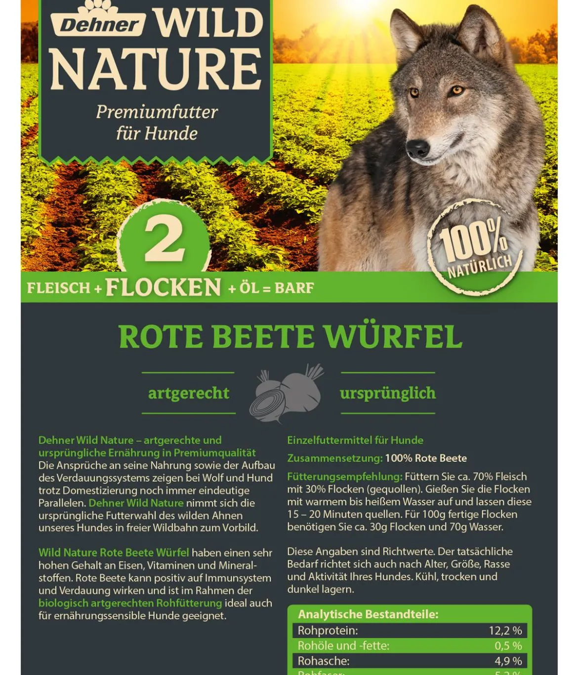 Dehner Wild Nature BARF-Ergänzungsfutter für Hunde Rote Beete Würfel