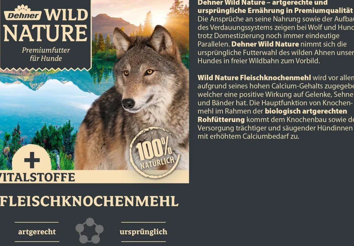 Dehner Wild Nature BARF-Ergänzungsfutter für Hunde Fleischknochenmehl