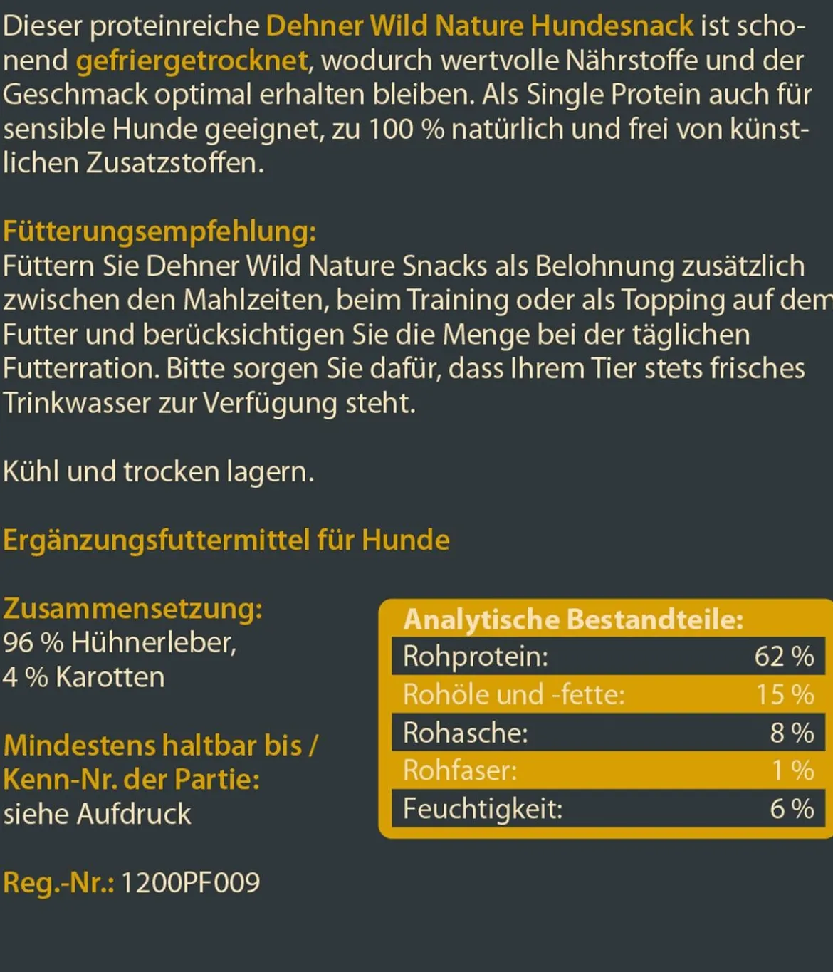 Dehner Wild Nature Hundesnack Hühnerleber & Karotte, gefriergetrocknet, 60 g