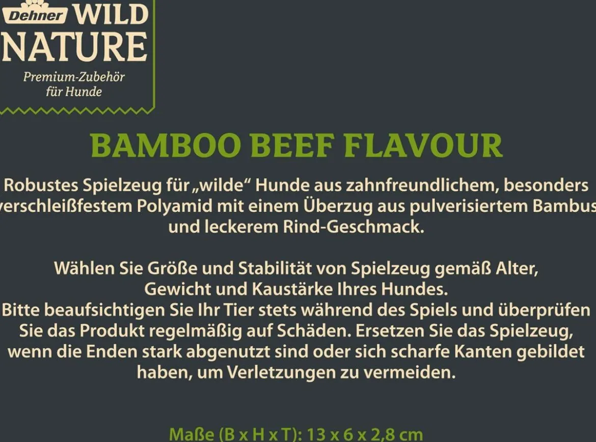 Dehner Wild Nature Hundespielzeug Bamboo Beef Flavour, ca. B13/H6/T2,8 cm