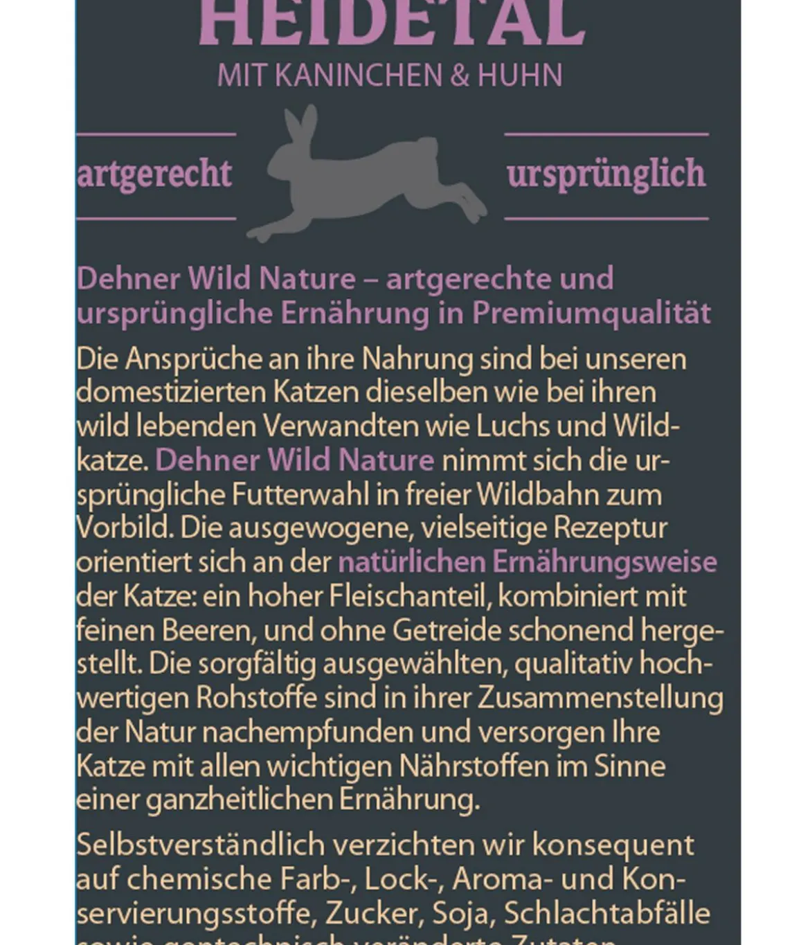 Dehner Wild Nature Nassfutter für Katzen Heidetal Adult, Kaninchen & Huhn, 16 x 85 g