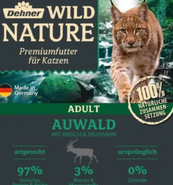 Dehner Wild Nature Nassfutter für Katzen Auwald Adult, Hirsch & Truthahn, 16 x 100 g