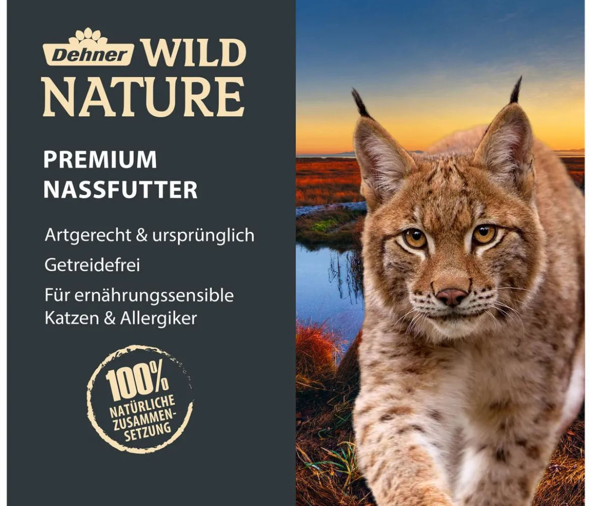 Dehner Wild Nature Nassfutter für Katzen Heidetal Adult, Kaninchen & Huhn, 16 x 100 g