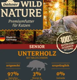 Dehner Wild Nature Nassfutter für Katzen Unterholz Senior, Wildschwein, 16 x 100 g
