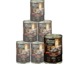 Dehner Wild Nature Nassfutter für Katzen Unterholz Senior, Wildschwein, 6 x 200 g/400 g
