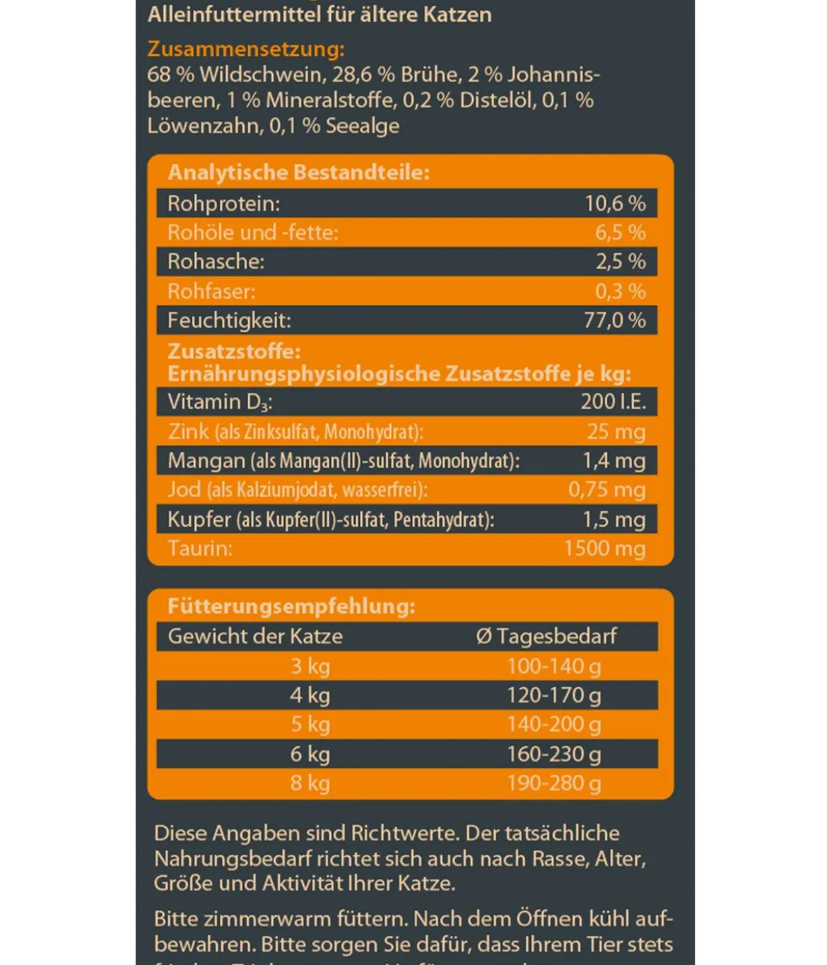 Dehner Wild Nature Nassfutter für Katzen Unterholz Senior, Wildschwein, 16 x 85 g