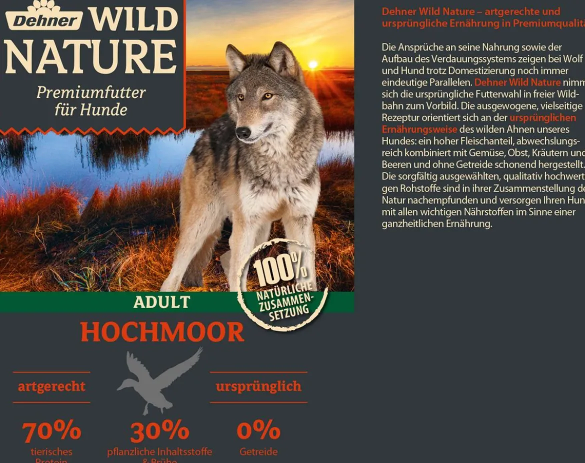 Dehner Wild Nature Nassfutter für Hunde Hochmoor Adult, Ente