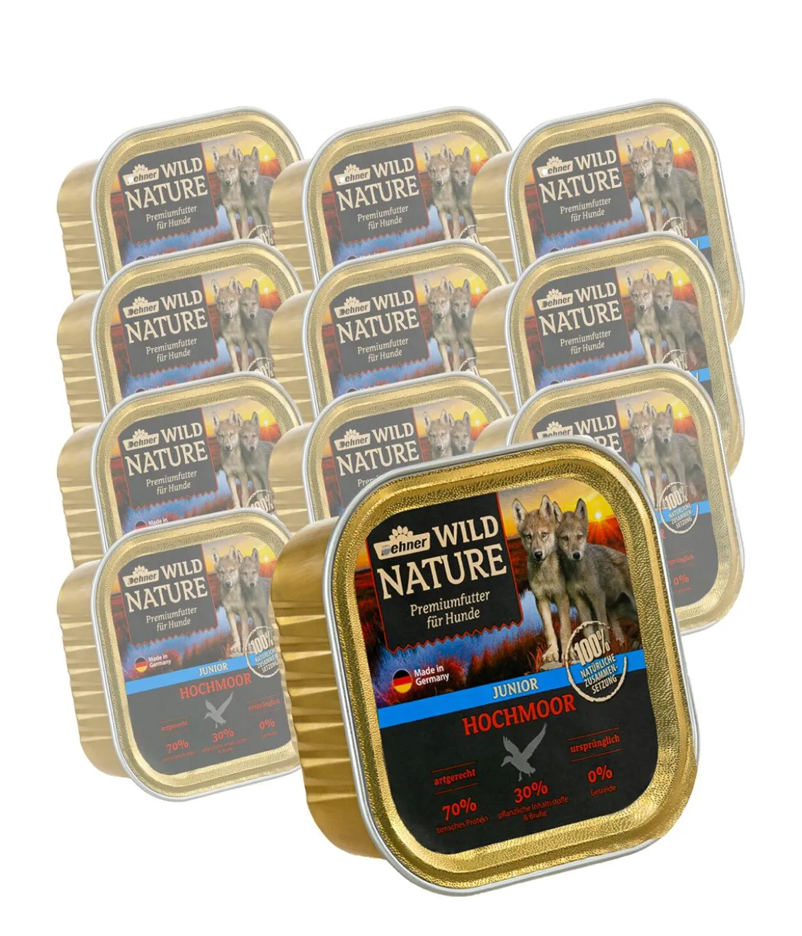 Dehner Wild Nature Nassfutter für Hunde Hochmoor Junior, 11 x 150 g