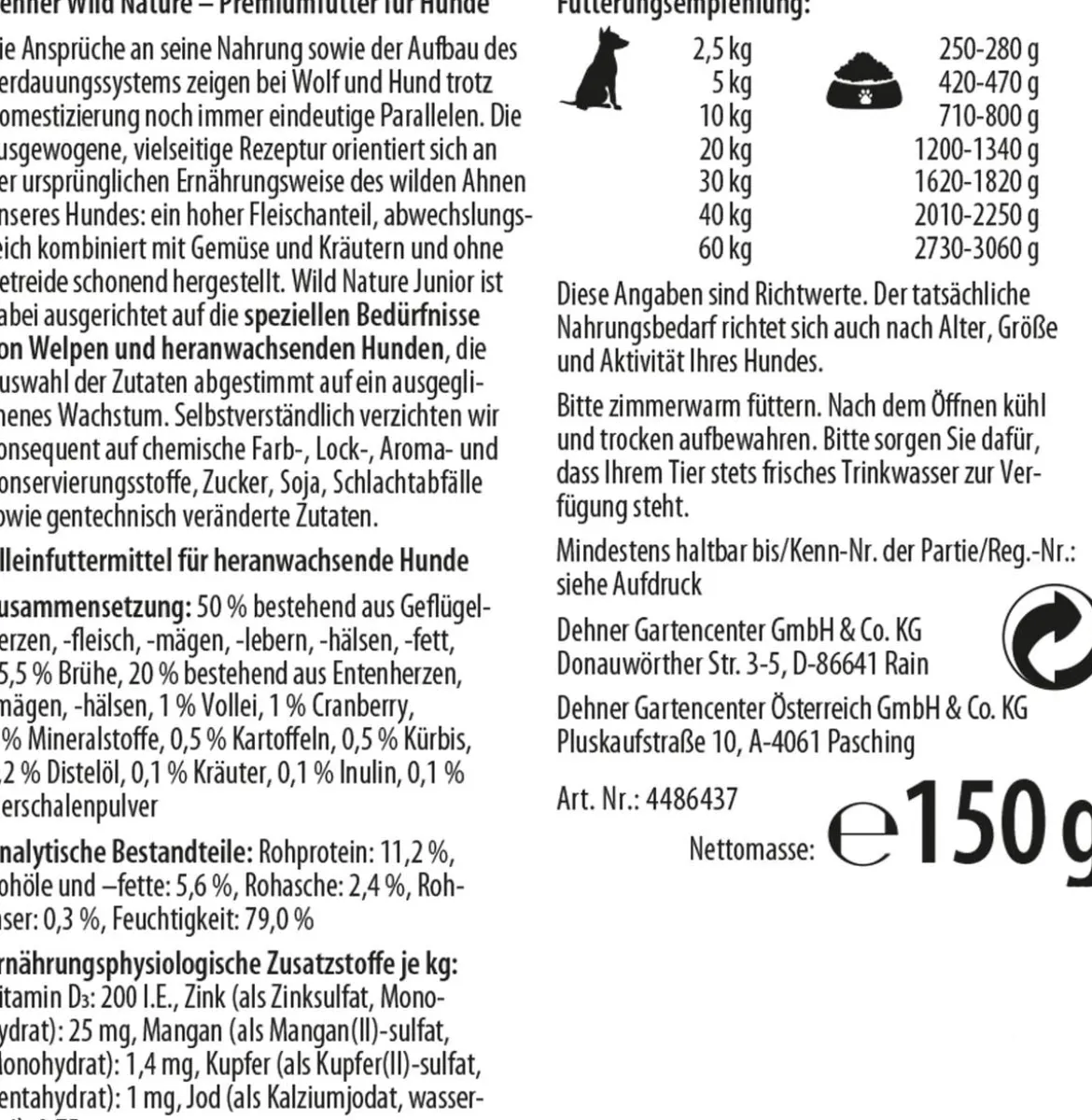 Dehner Wild Nature Nassfutter für Hunde Hochmoor Junior, 11 x 150 g