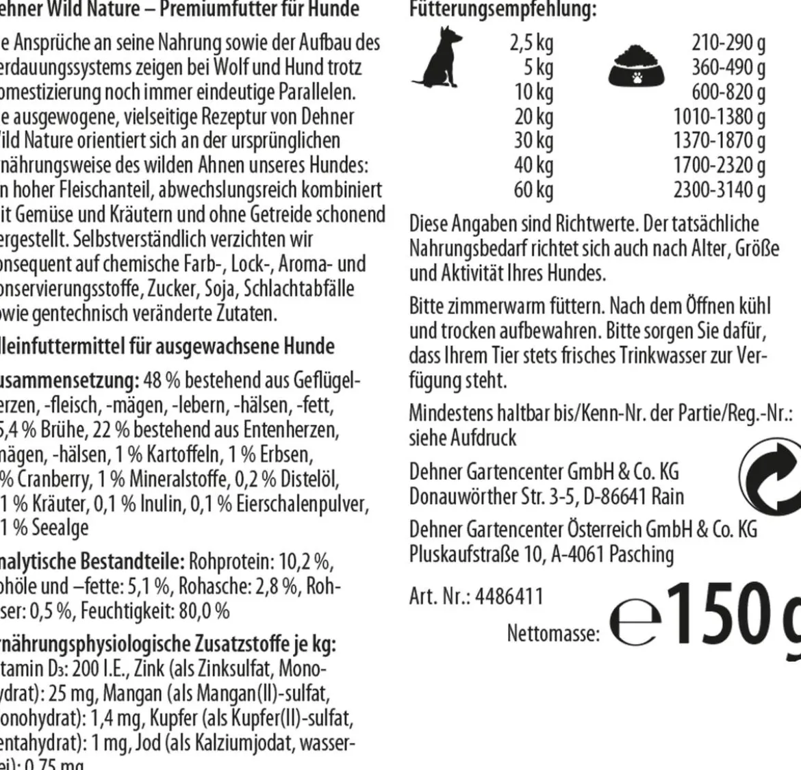 Dehner Wild Nature Nassfutter für Hunde Hochmoor Adult, 11 x 150 g