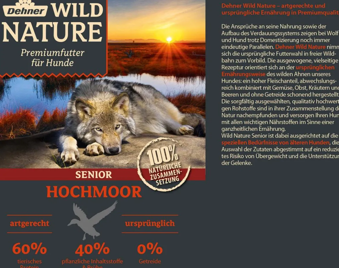Dehner Wild Nature Nassfutter für Hunde Hochmoor Senior, Ente