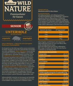 Dehner Wild Nature Trockenfutter für Katzen Unterholz Senior, Wildschwein